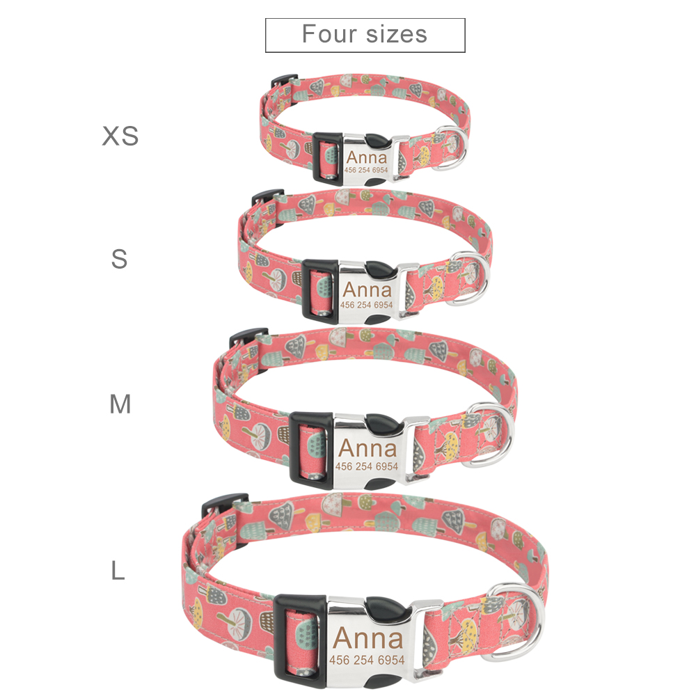 Personalized Dog Collar for Medium Large Small Dogs with Name & Phone Number Engraved Metal Buckle - Fancy Tie Leash Available