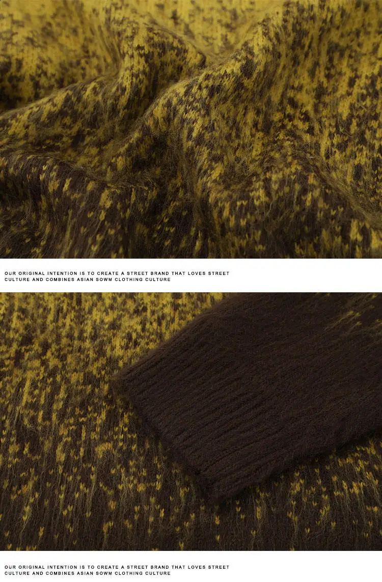 Mens Womens Autumn Winter Jacquard Street Clothing Loose Waist Hips Oversized Pullover Sweater Couple Knitted Top 240829