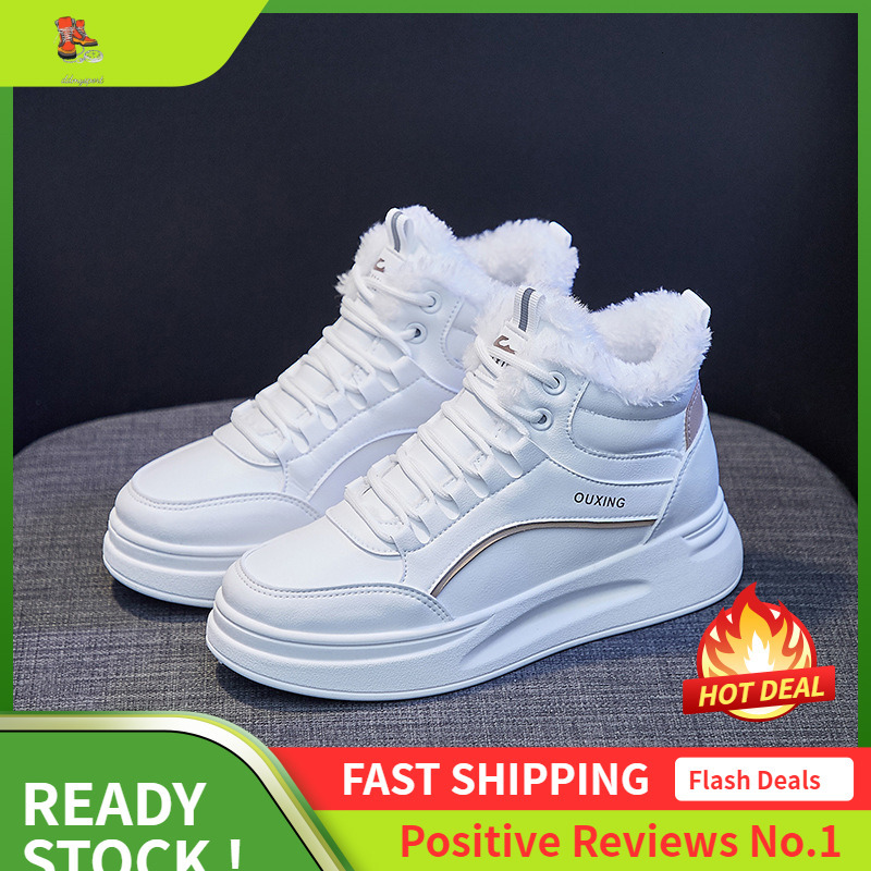Ddmysports Ins Plus Velvet Igh Top White Winter Korean Edition Versatile Student Board Warm Casual Shoes For Women S OUTDOOR