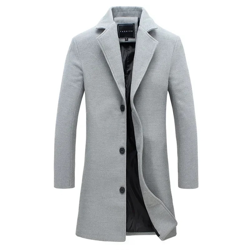 Ultra thin windproof winter warm windproof mid Great Wall City casual wool coat mens Korean long sleeved jacket 240829