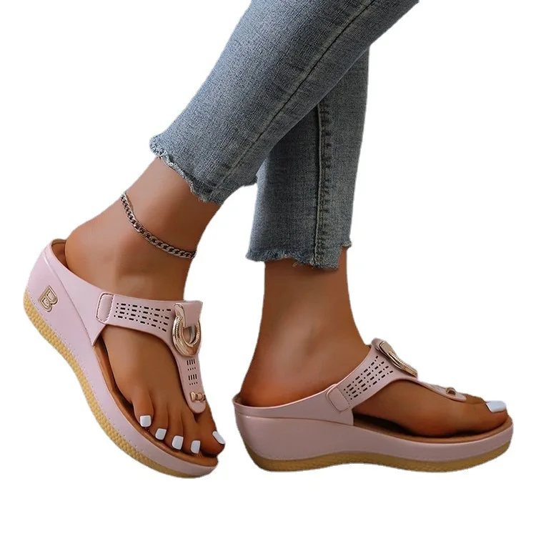 Womens New Summer Open Toe Beach Shoes Flip ps Wedges Comfortable Slippers Cute Sandals dh605855