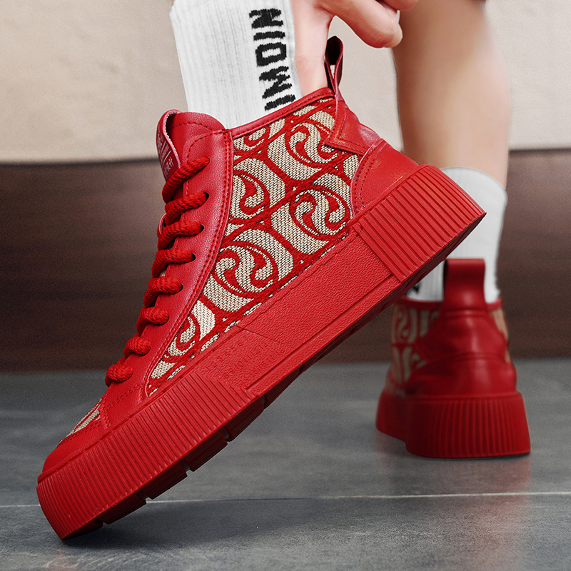 Original High Top Mens Skateboard Shoes 2024 Trend Red Sneakers Men Lightweight Platform Men's Vulcanized Shoes tenis de hombre