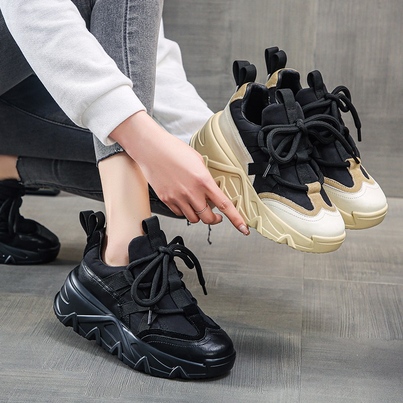 2023 Women Sneakers Autumn New Wedge Platform Vulcanized Shoes Fashion Lace Up Casual Outdoor Running Shoes Zapatillas Mujer