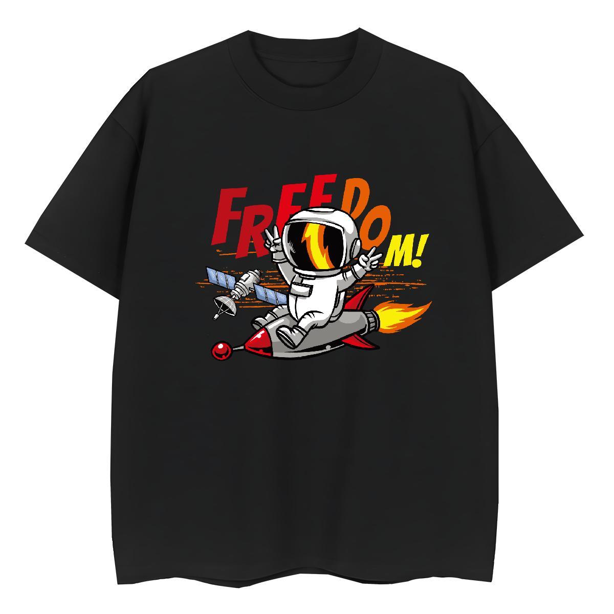 Designer Unisex Tshirts 230g Cotton cosmonaut Street Wear T shirt Short Sleeve O-Neck Cartoon Floral Printing Clothes
