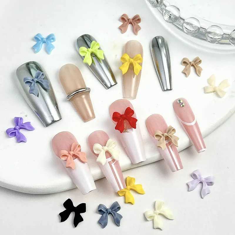 100 pieces of 3D ribbon bow nails artistic charm nail decoration design process Deocr parts materials tools bow knot accessories W240829