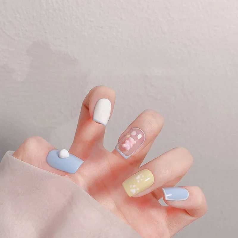 30 pieces/bag Kawaii mini bear bow 3D cute nail art decoration Macaron matte bear nail charm design DIY resin nail accessories W240829
