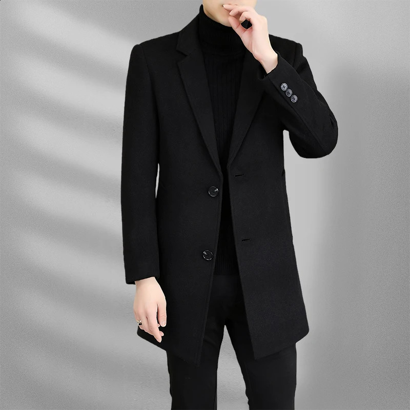 Winter Mens Wool Coat Classic Casual Coat Mens High Quality Thick Windbreaker Mens Full Size M-XXXL 240829