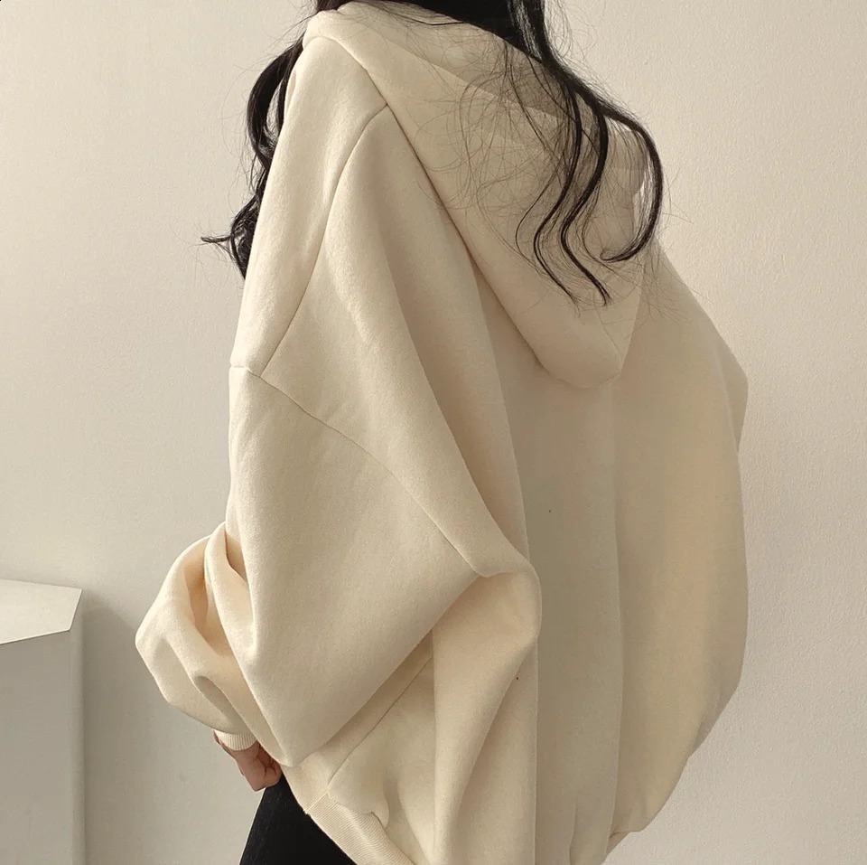 BF style loose womens hooded jacket with bat sleeves zipper top autumn full matching fashionable sportswear 240827