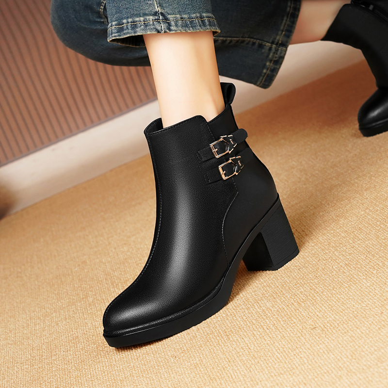 AIYUQI Women Winter Boots Genuine Leather 2024 New Fashion Dress Boots Women Large Size Wool Warm Women Ankle Boots