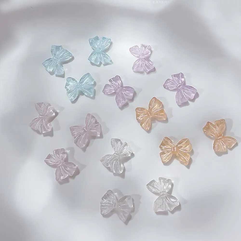 5 Aurora Bow Knot Nail Decorations Crystal Charm 3D Nail Art Rhinestone Set Resin Jewelry Accessories W240829