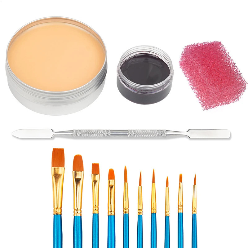2/4/5 SFX makeup sets special effects Halloween party wound scar wax makeup paired with spatula sponge to create a blood splatter shape 240829