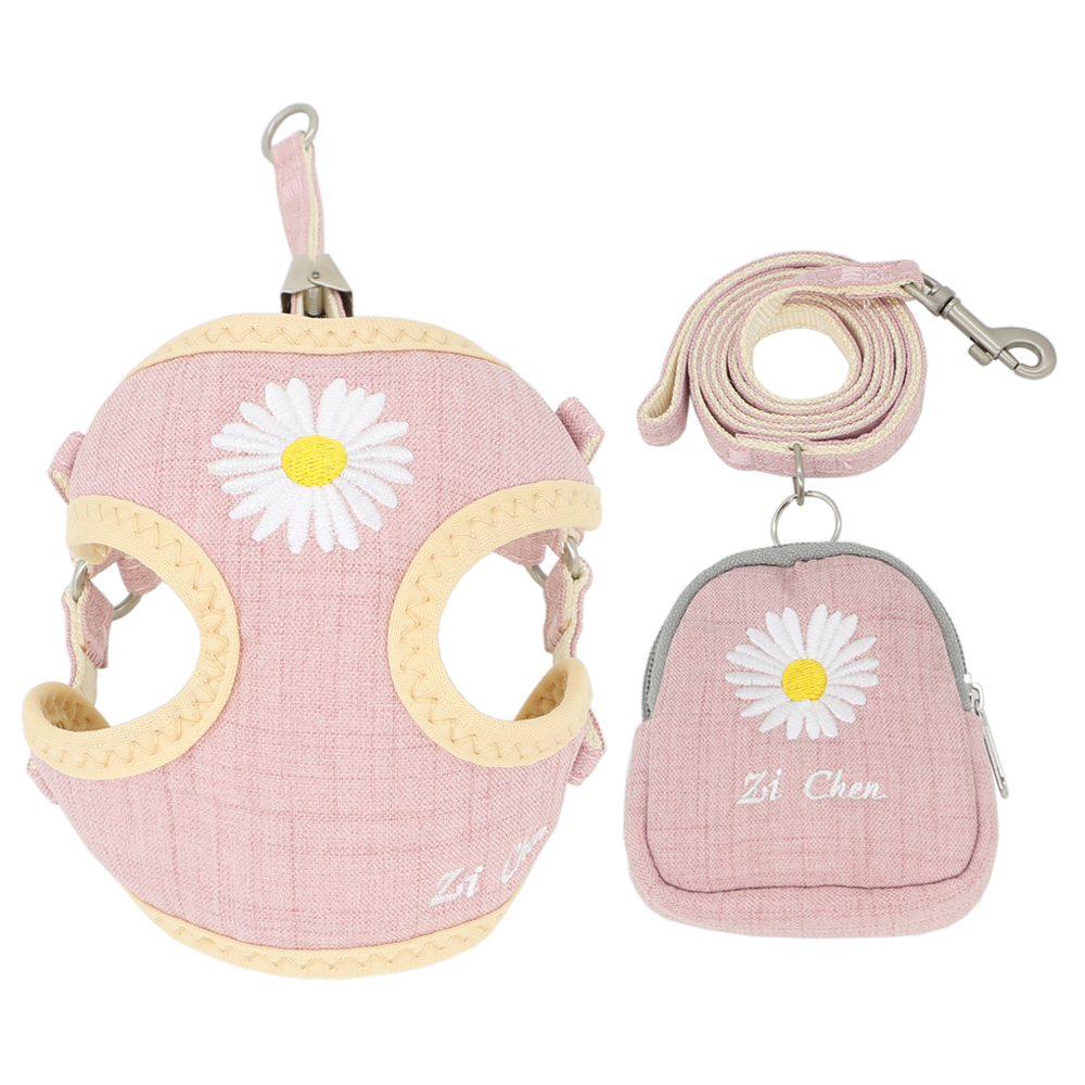 Embroidery Breathable and Leash Set, Adjustable Snack Bag, Cat Harness for S,M Dogs, Vest Leashes, Dog Supplies Free shipping