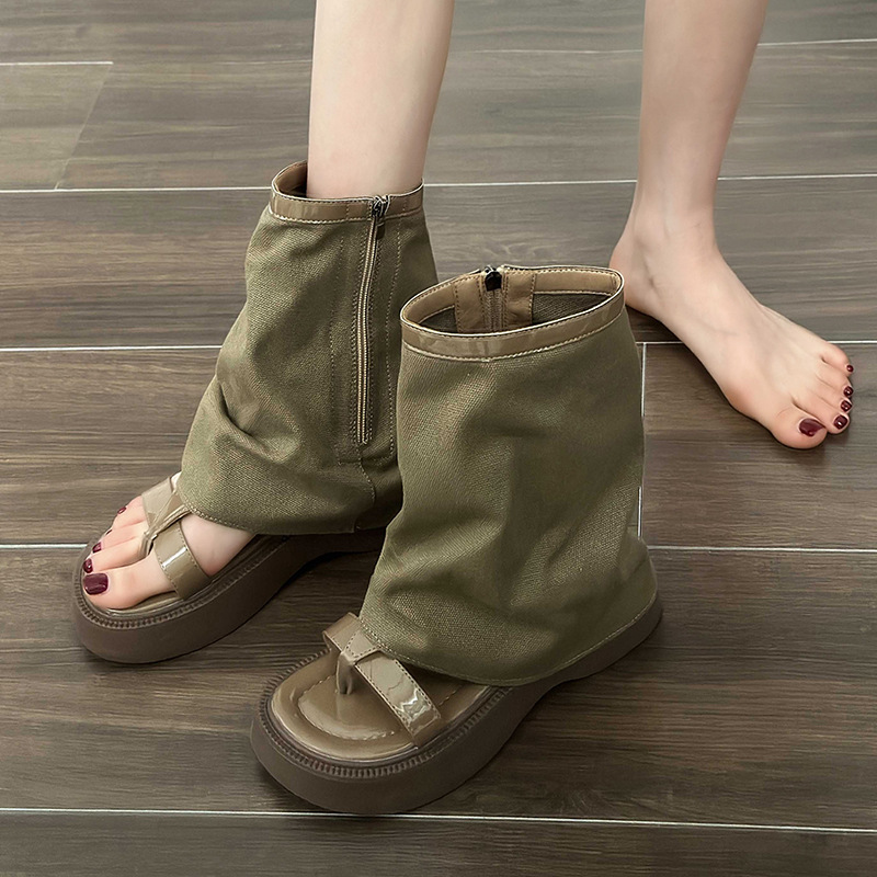 Soft Designer Leather Fashion Casual Open Toe Gladiator Wedges Outside Slippers Thick Sole Women Sandals 7e30 d27f