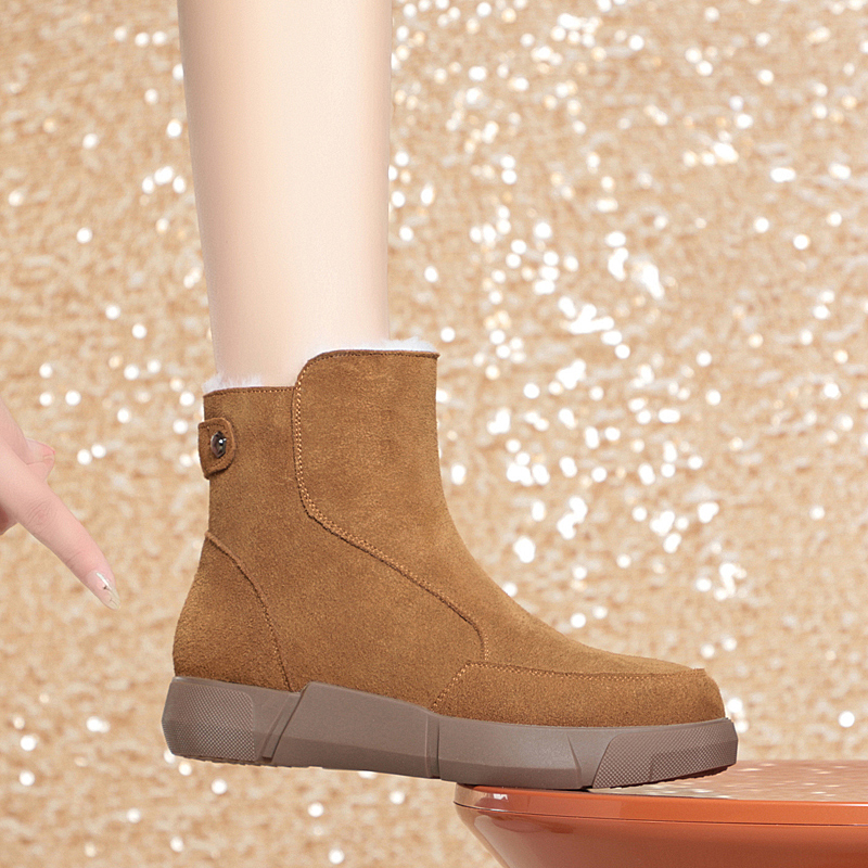 AIYUQI Snow Boots Women Winter 2024 New Genuine Leather Women's Marton Boots Large Size Wool Warm Non Slip Women's Booties