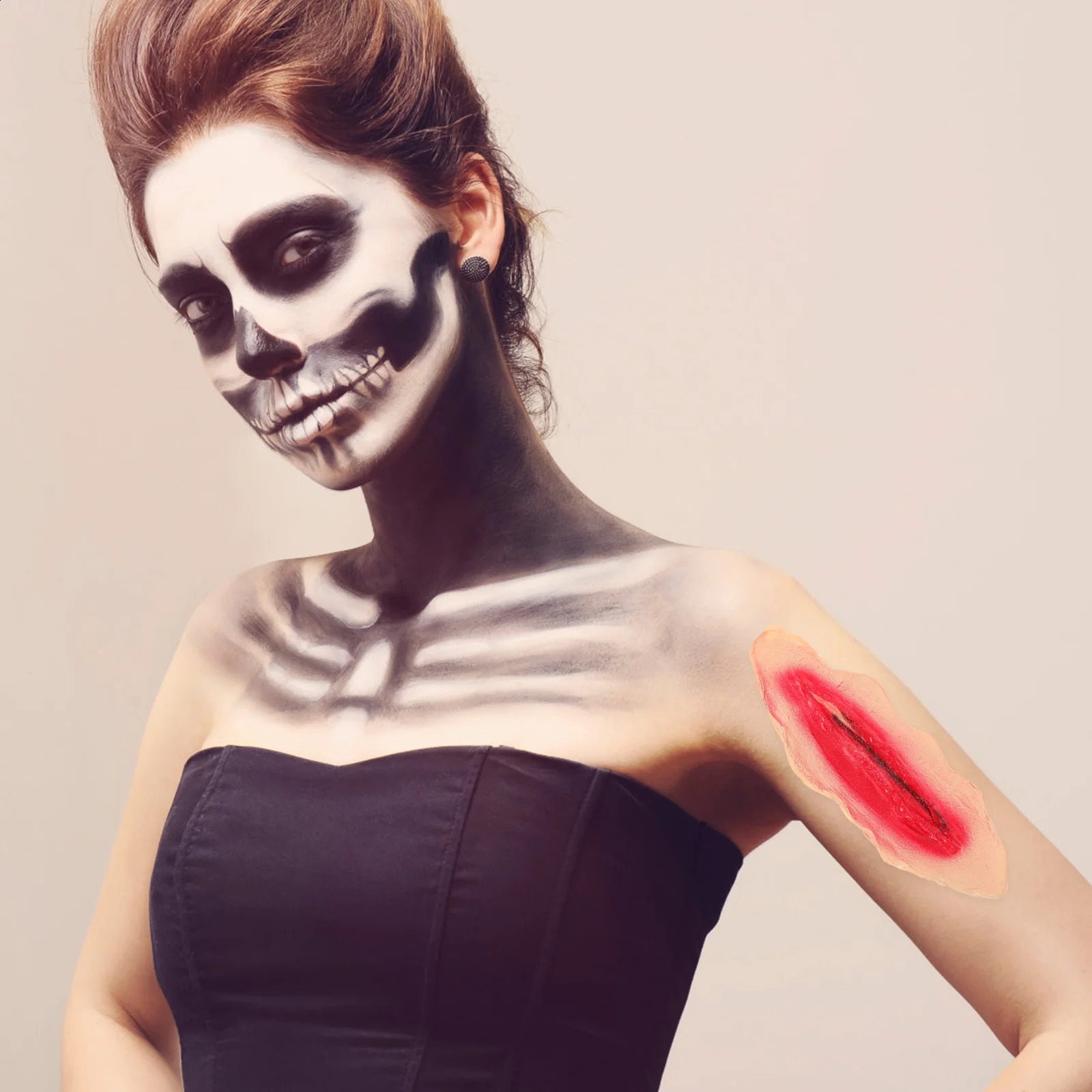2PCS Halloween 3D Terrifying Wound Stickers Real Blood Scar Pattern Costume Party Body Decoration 240829