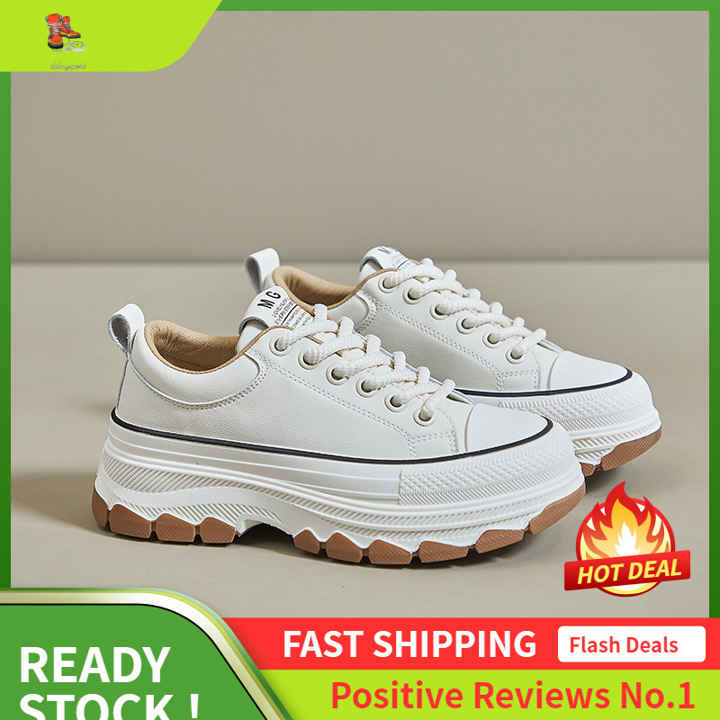 Ddmysports Korean Version Of White Spring New Ins Trendy Student Casual For Women Thick Soled Height Increasing Board Shoes MX OUTDOOR