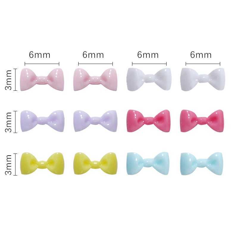 50 pieces/bag Kawaii mini ribbon bow nail decoration cute Macaron bow design nail charm professional handmade accessories W240829