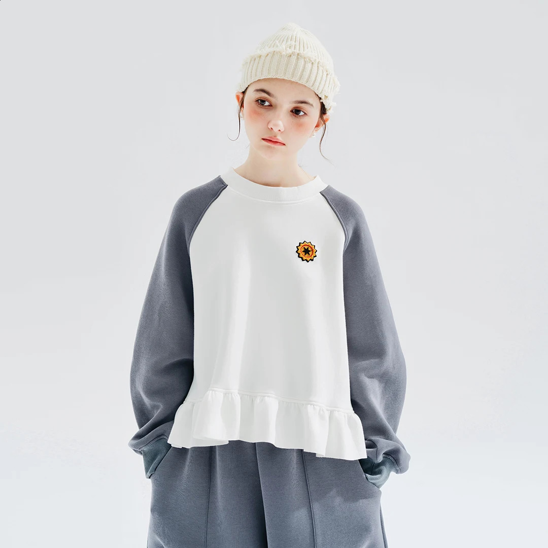 IMAKOKONI Original n Long Sleeve Round Neck Zipper Splicing Hoodie Womens Winter Top 234269 240827
