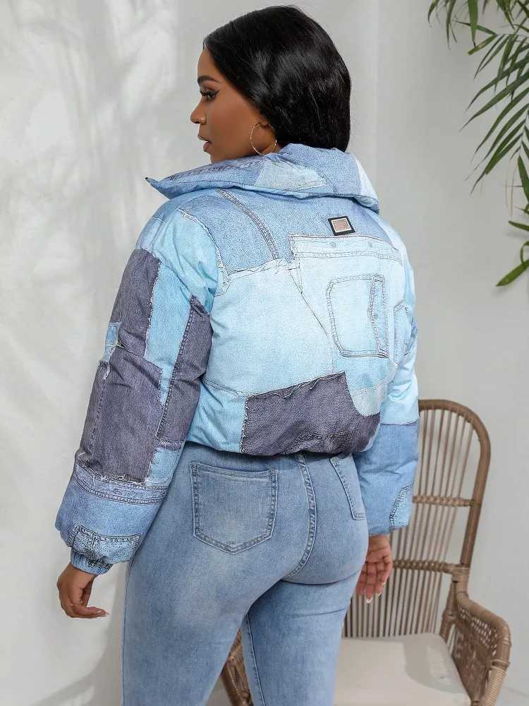 Women's Down Parkas JRRY casual womens jacket lapel zipper denim jacket high stripe velvet coat Y241019R6YH