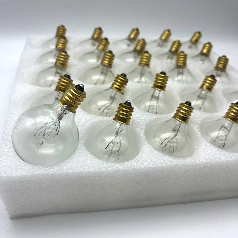 25Pcs string light bulb replacement 220V tungsten bulb E12 base socket bracket glass bulb for home garden decoration wedding 240829