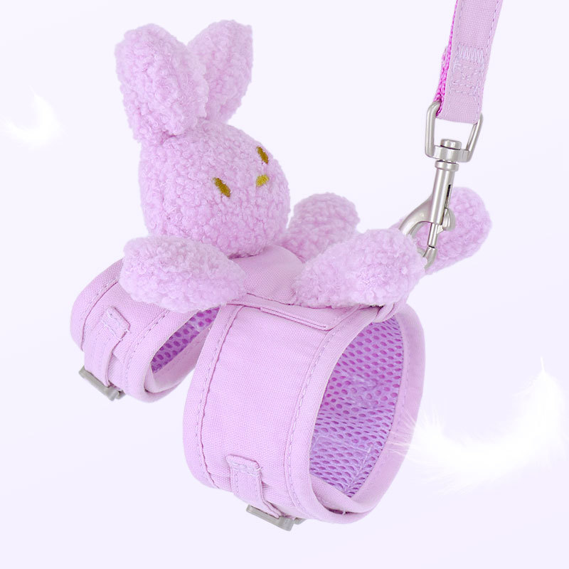 Vest Style Dog Harness and Leash Set,Dog Walking Leash Pet Harness with Cute Rabbit Decoration Small Dog Teddy Bear Cat Supplies