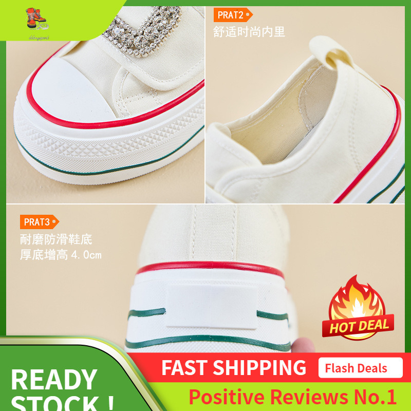 Ddmysports Autumn Canvas New Korean Edition Ins White Shoes Female Students Thick Bottom Eight Increase Leisure Street Shot BR OUTDOOR