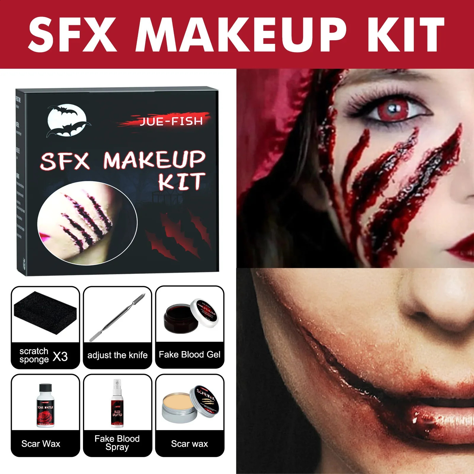 Halloween Makeup Pack Halloween Horror Makeup Skin Wax Plasma Scar Painting Makeup Set Makeup Set Makeup Set 240829