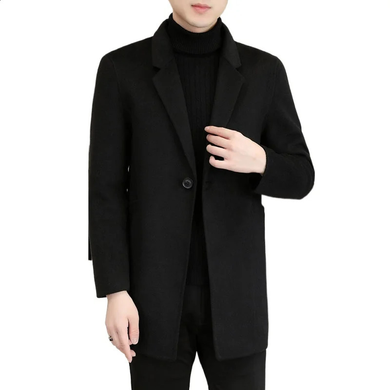 Mens 70 Wool Double sided Coat Autumn/Winter Handsome Hand sewn High quality Medium length Wool Coat 240829