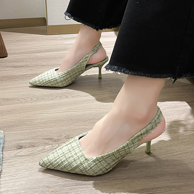 Brand Designer Sgbacks High New Heels Pumps Women Blue Pointed Toe Party Shoes For Woman 2023 Summer Thin Heeled Sandals Ladies