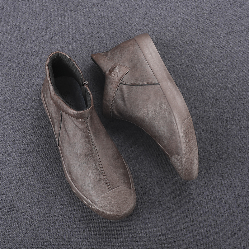 Men's Boots, Winter Slip-On Casual High-Top Shoes with Thick Leather 4