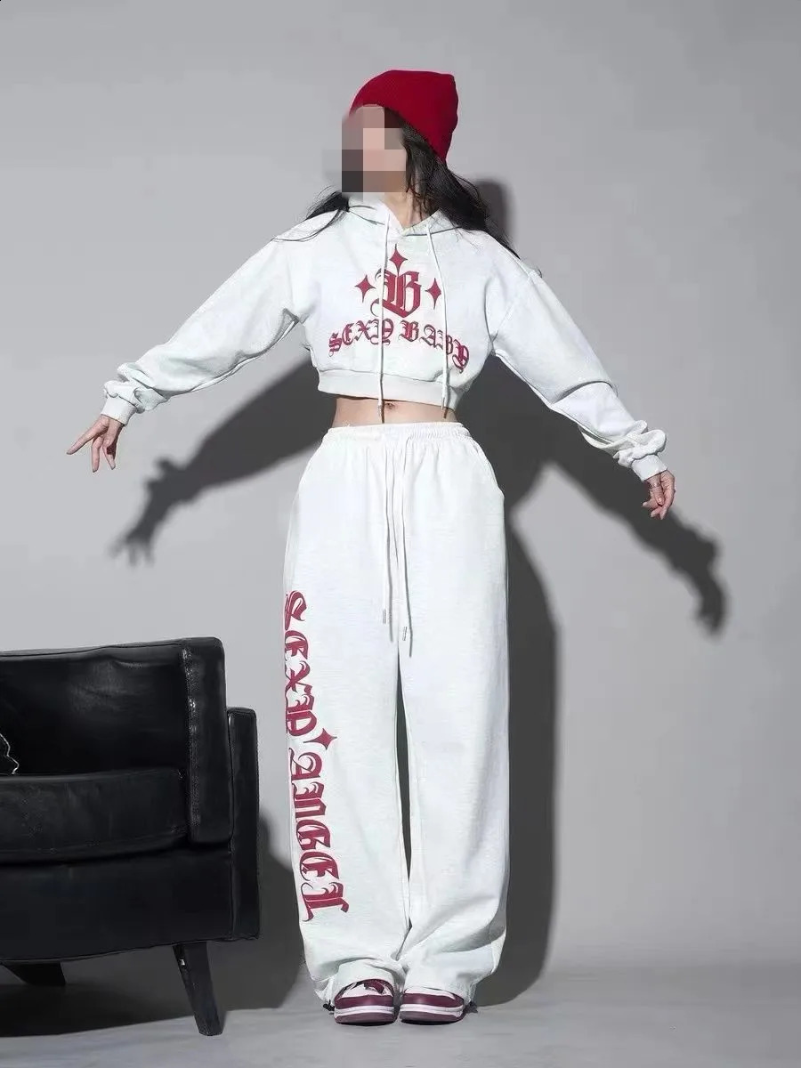 Korean white gray letter printed jogger summer fashion loose hiphop street dance pants Y2k clothing sports 240827