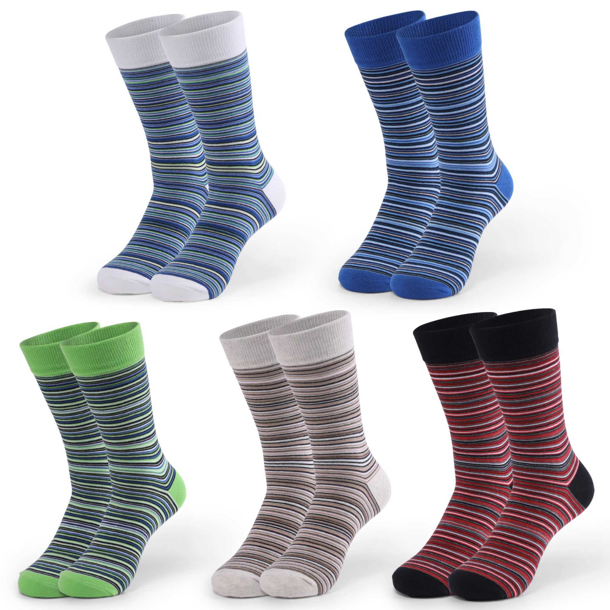 Men's Socks 5 Pairs Mens Fun Dress Socks Pattern Funny Socks Pack Colorful Striped Combed Cotton Novelty Socks Plus Size Males Dress Sock Y240830