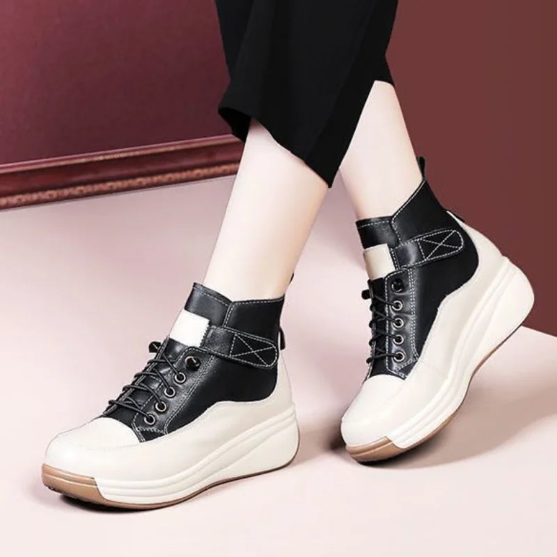 2024 Autumn New Women's Boots Soft-soled Anlkle Boots Winter Casual Lightweight Thick-soled Boots Woman Fluch Retro Short Boot