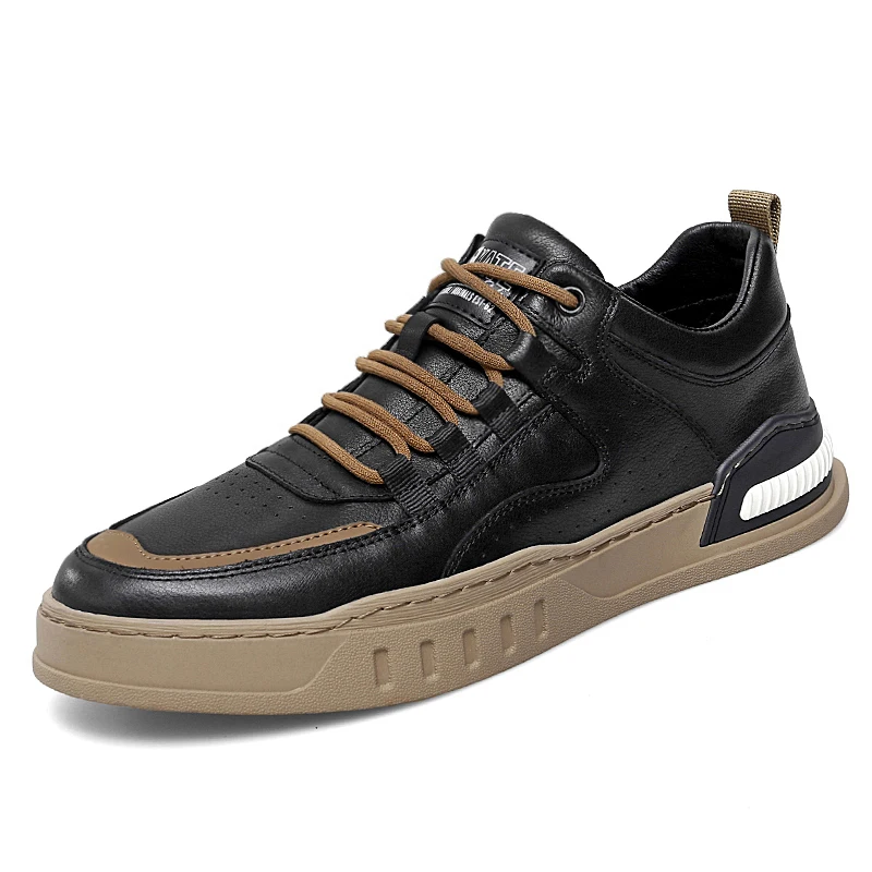 Leather Genuine Casual Fashionable Sneakers Color Blocking Design Minimalist Men's Oxford Shoes Breathability 0b61