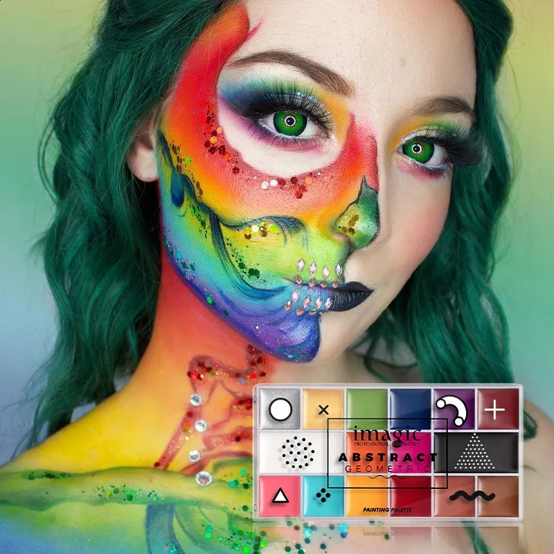 Imagi 16 Color Painting Professional Abstract Palette Suitable for Childrens Halloween/Art Party Fancy Makeup 240829