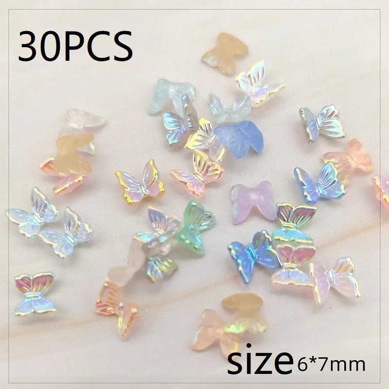 30 Butterfly Accessories Summer Nail Art Accessories Ribbon Accessories Ribbon Nail Bow Decoration W240829