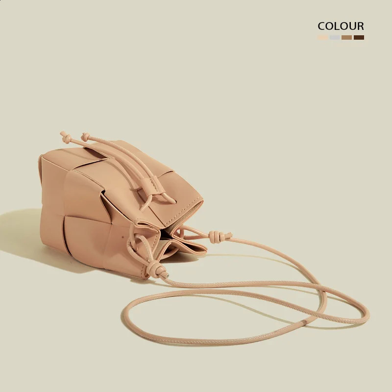 Small Drawstring Bucket Crossbody hot Bag - Woven Handbag for Women