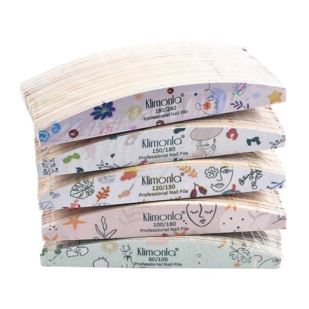 10 pieces/batch of nail files 100 180 grit professional wooden double-sided sanding files washable nail accessories manual salon tools W240829