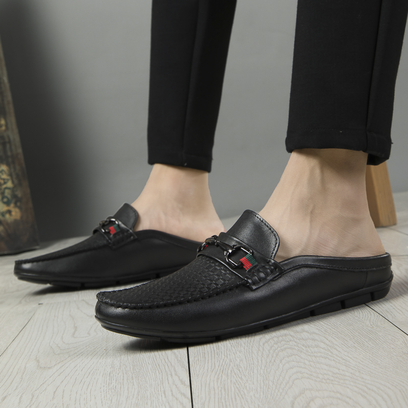 New Summer Business Men Genuine Leather Half Slippers Breathable Casual Outdoor Loafers Men's Shoes 0c8c 's