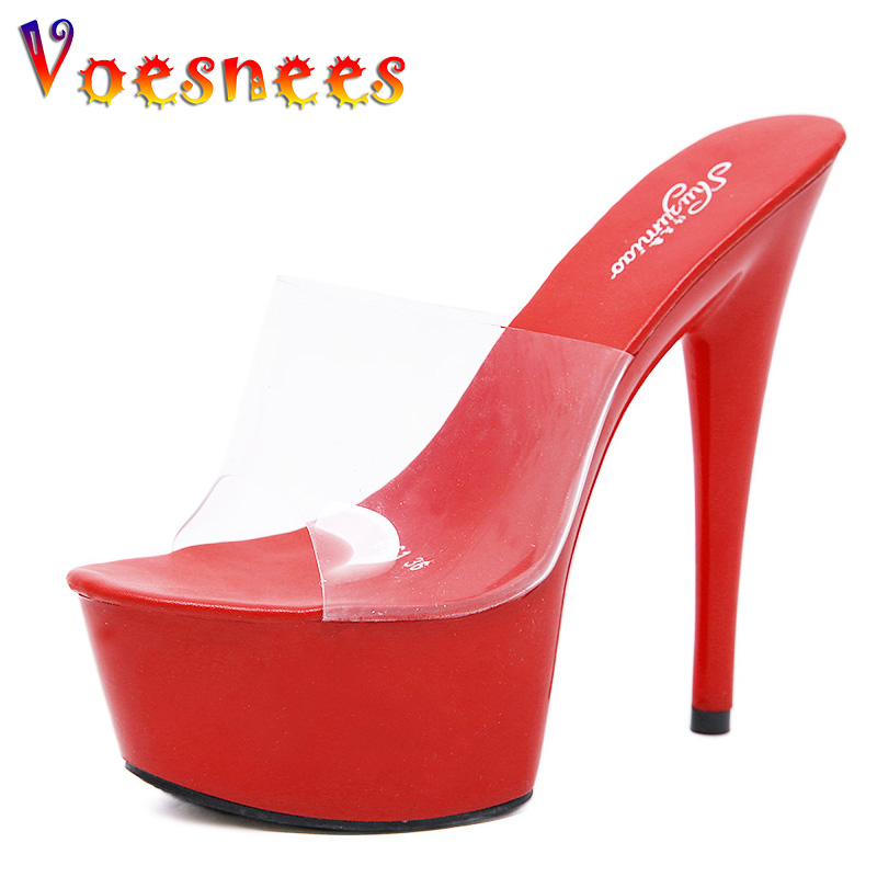 Naked Color Women Slippers Outside High Heels 9 13 15 cm sexy High Platform Thin Heels Stiletto Ladies Party Shoes Mules Slide