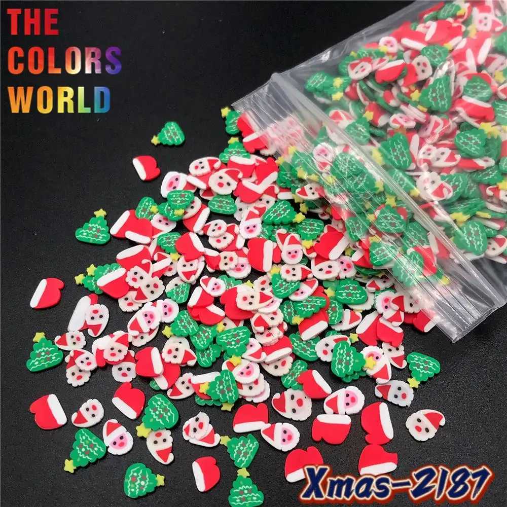 TCT-633 Christmas Mixed Nail Sparkling Polymer Clay Nail Art Decoration Roller Craft Accessories Festival Party Supplier W240829