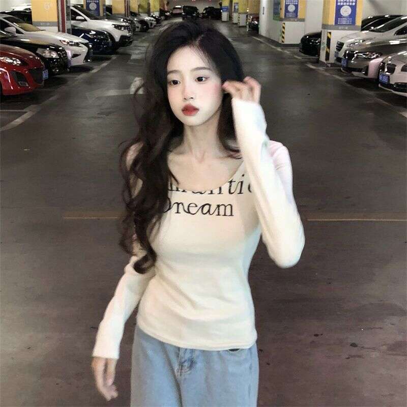 Cotton Top for Women Off White Clothing 2024 Tee Skinny Woman T-shirt Slim New Arrivals Korean Fashion Aesthetic Trend in Tshirt