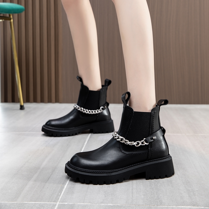 AIYUQI Boots Women Winter Genuine Leather Large Size Fur Women Ankle Boots Fashion British Style Women Chelsea boots