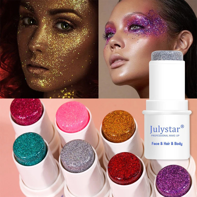 8-color glittering sequins stick multi-function face lip hair sequins glittering eye shadow festival stage makeup decoration cosmetics 240829