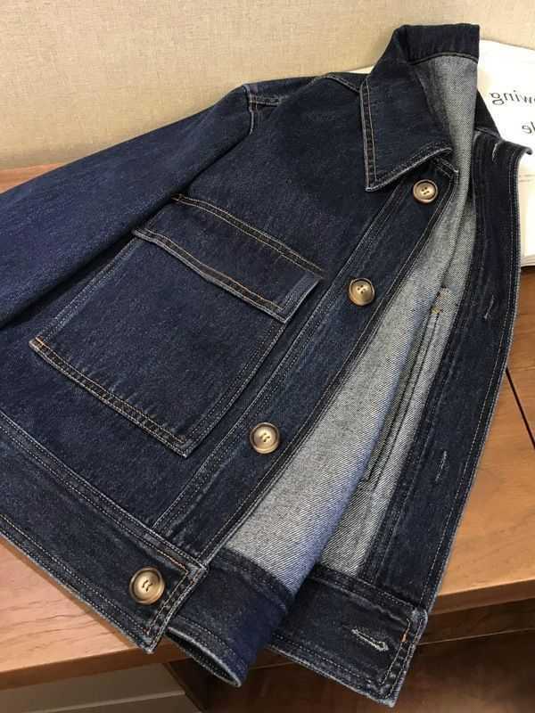 Women's Denim Jacket Retro Chic With Baggy Lapels, Slim Pockets - 2301 B2