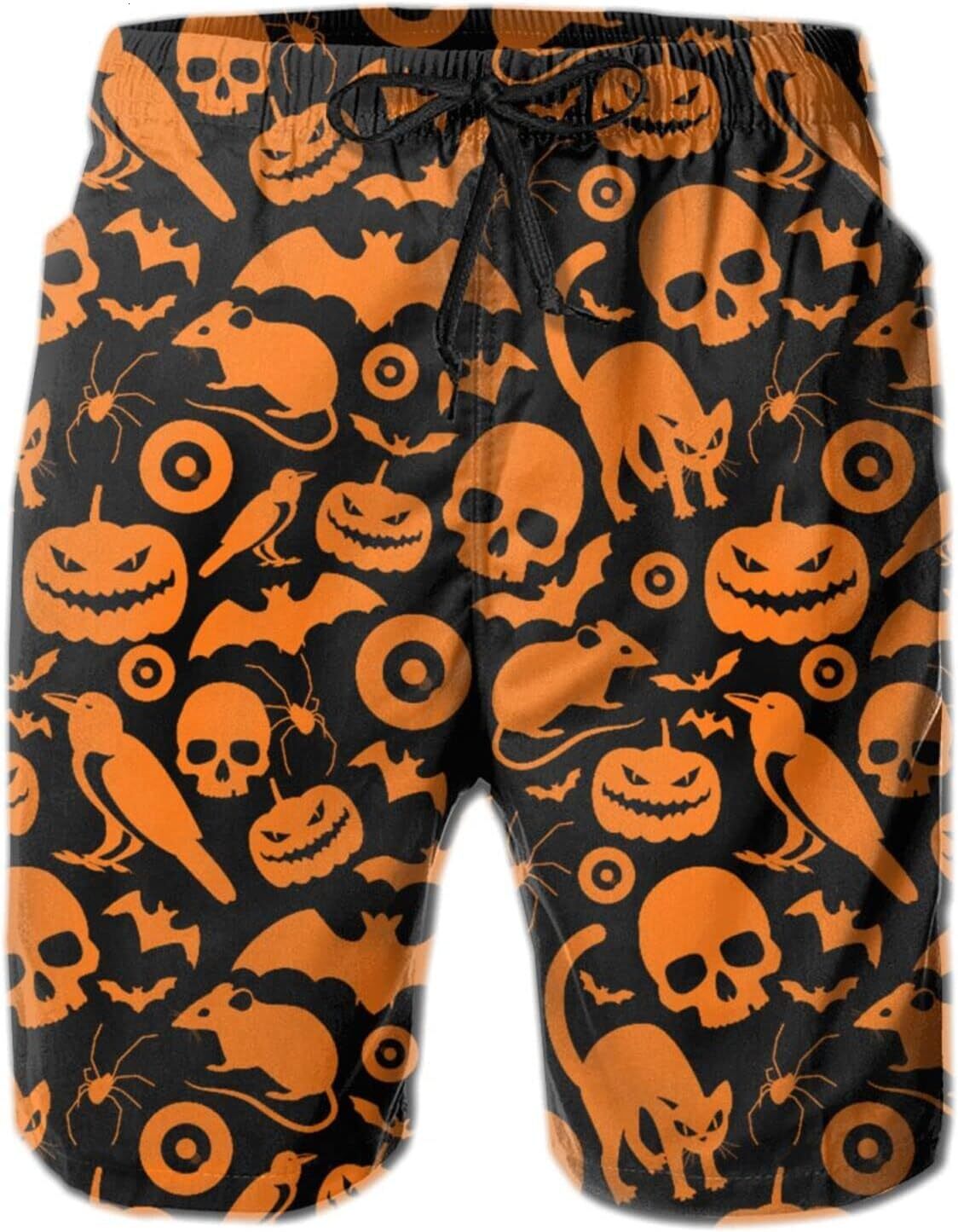 Mens Shorts 3D Printing Pattern Bad Night Party Swim Trunks Quick Dry Print Beach Board Swimwear