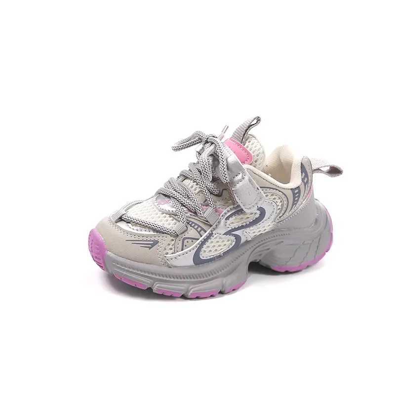 Kids Sneakers for Girls Chunky Childrens School Basketball Shoes Mesh Breathable Boys Fashion Causal Sports Shoes Hook LoopXJ250311
