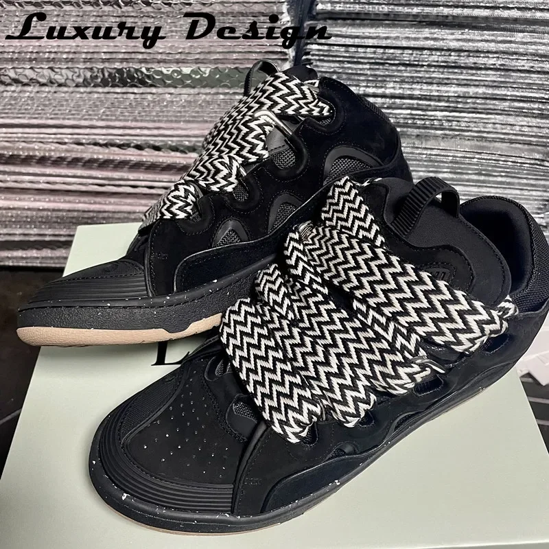 New Club Sneakers Women Mixed Colors Designer Luxury Sneakers Platform Real Leather Top Quality Men Brand Trainer Thick Shoelace