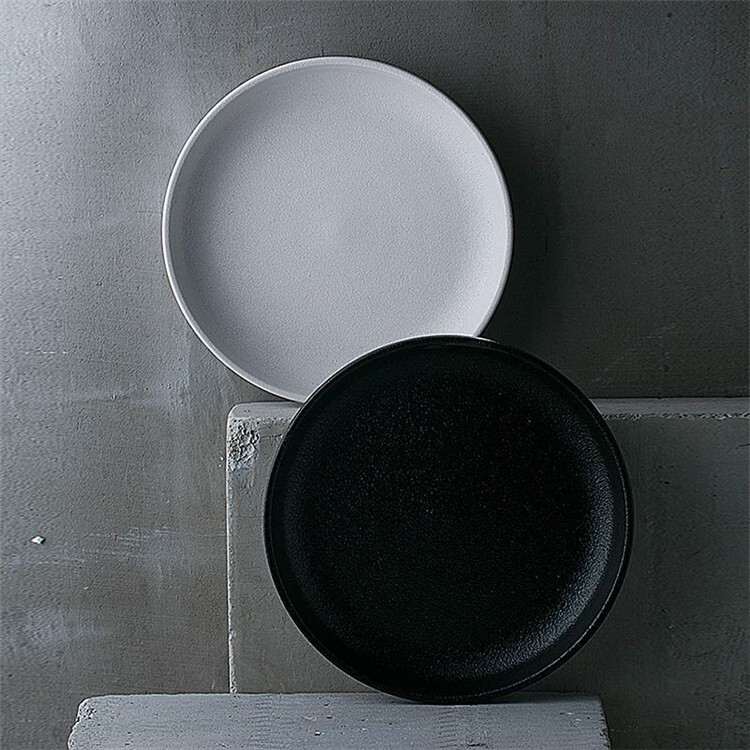 China Style Snowflake Glazed Shallow Dish Soup Dish Black And White Salad Dish Baked Rice Dish Deep Bowl Dish Wholesale