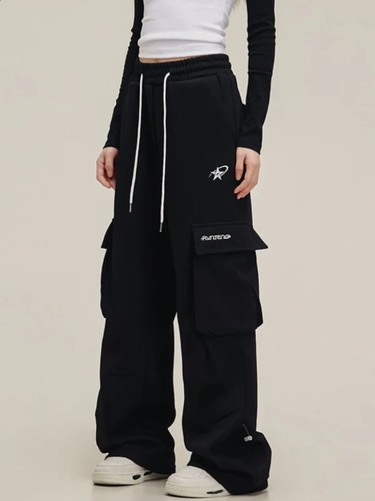 Deeptown Y2k retro streetwear high waist wide leg pocket pants American Grunge hiphop oversized sports summer 240827